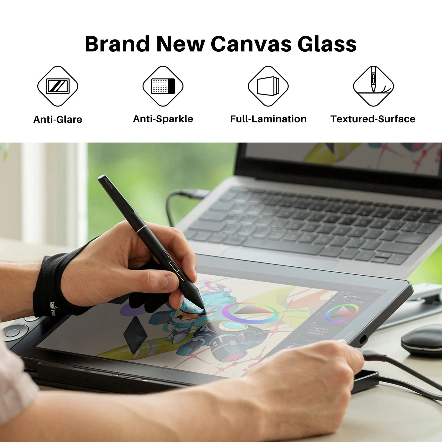 Huion Kamvas 13 (Gen 3) Graphics Tablet with Screen Pentech 4.0 16K Levels Pressure Pen Display Dual Dials 5 Press Keys