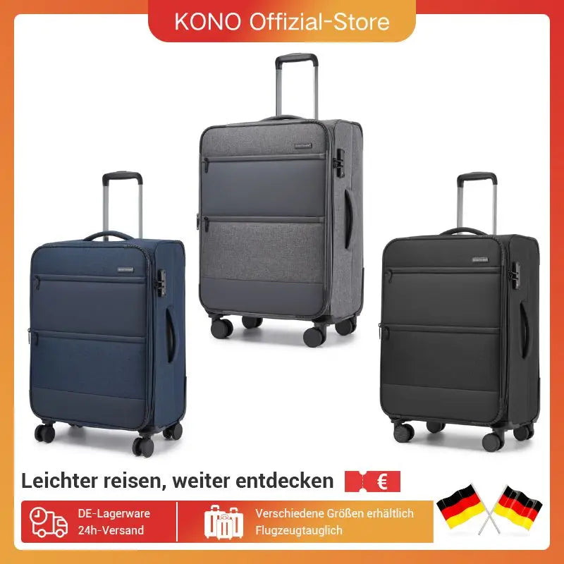 British Traveller Expandable Case, Ultra Light fabric, fabric suitcase with Volume Extension, TSA Lock (S/M/L)