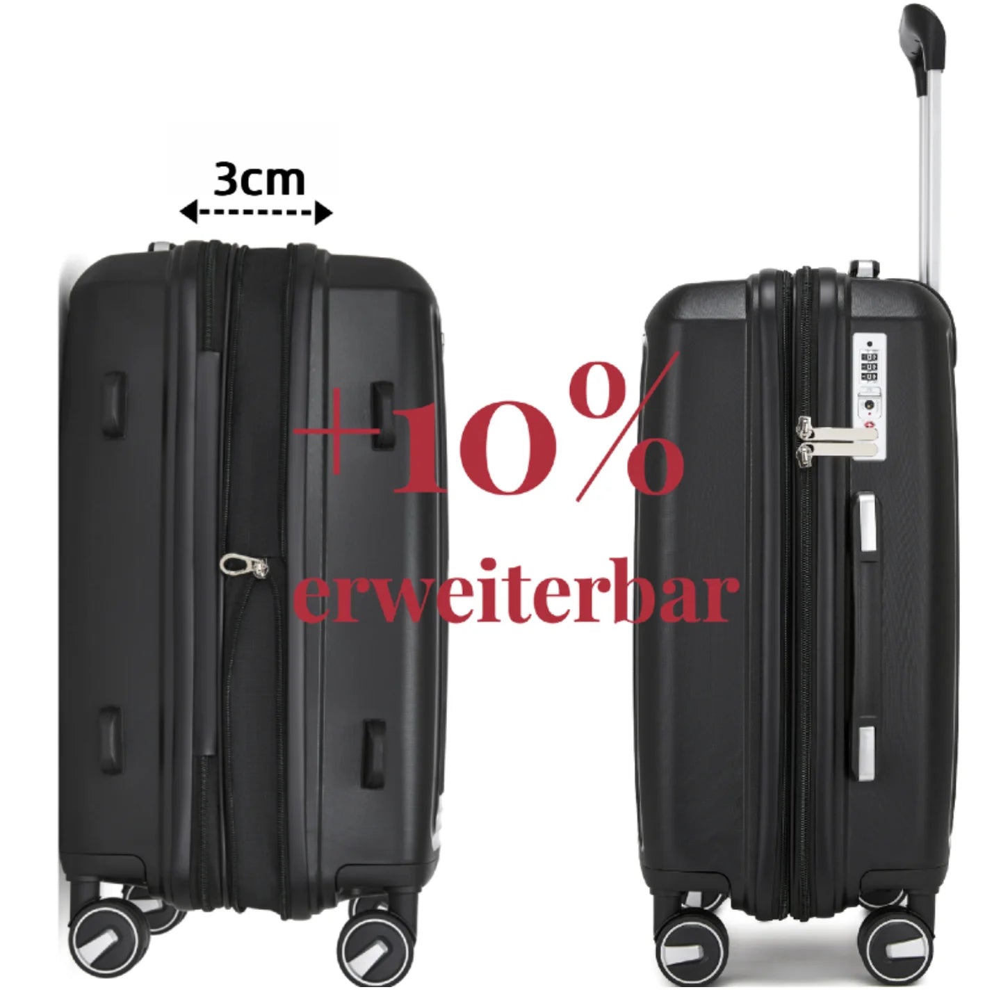 SUPER SOLU Hardshell Trolley Hand Luggage Suitcase PP Polypropylene, Expandable Hardshell Suitcase, Light Gray, 4 Double Wheels, Lightweight & Durable, TSA Combination Lock – Shipped from Germany