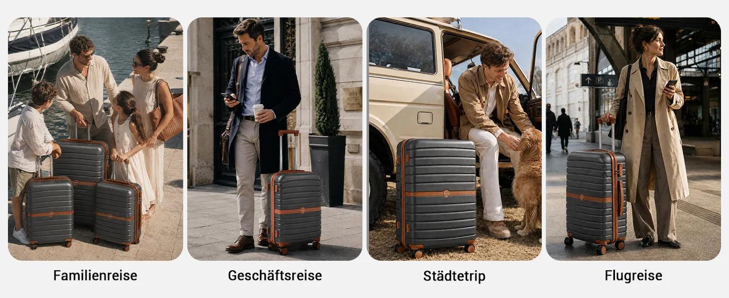 KONO Hard Shell Case (55/66/76 cm) PC suitcase Set with 360 ° Roll & Combination Lock