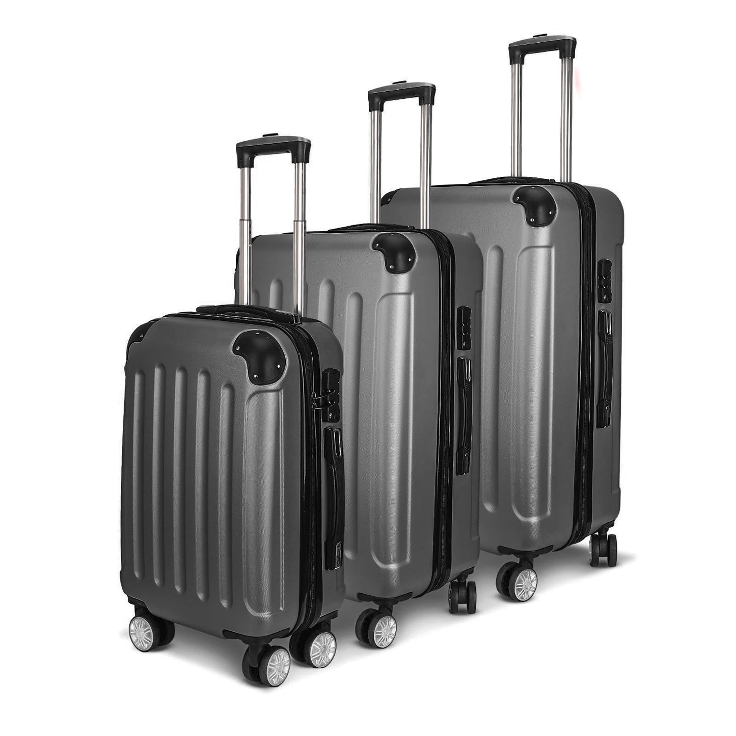 Urban Luxe 3-Piece ABS Material Outdoor Luggage suitcase Trolley Set Dark Grey