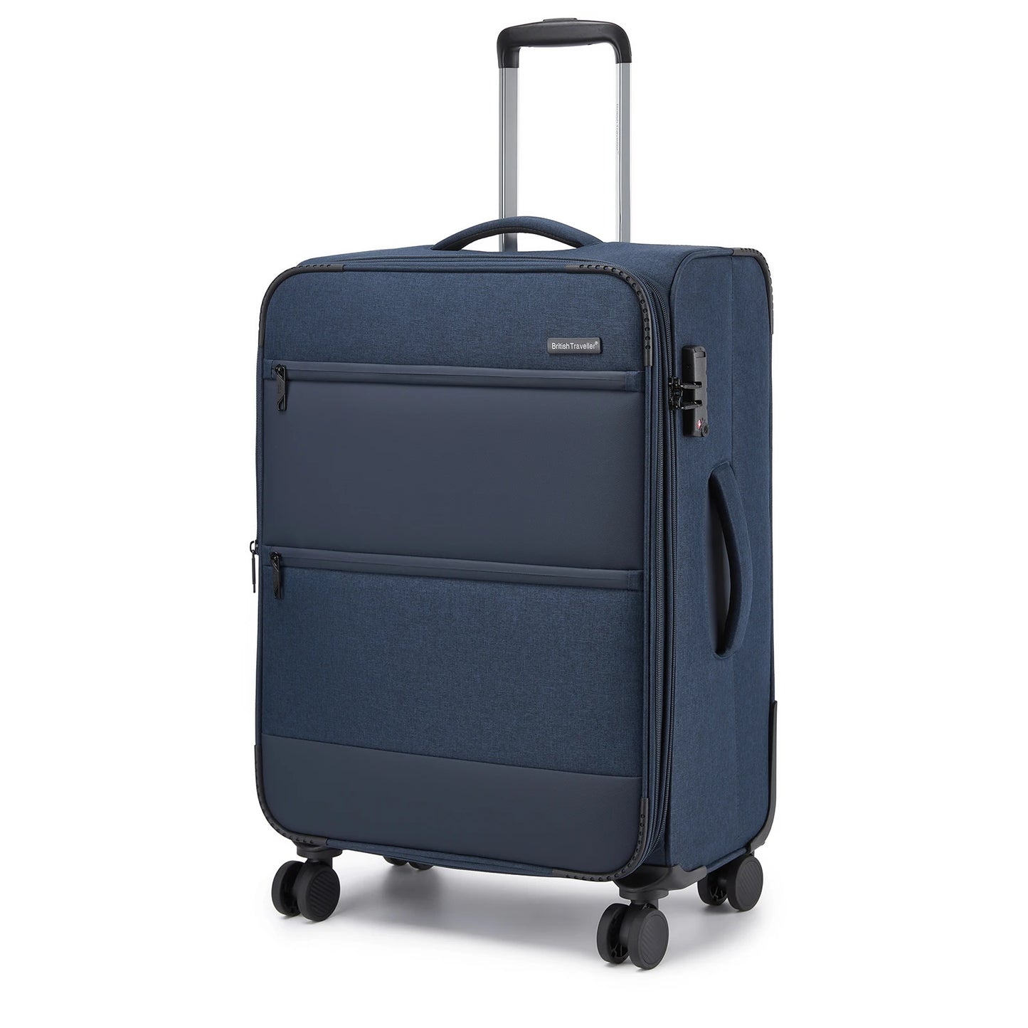 British Traveller Expandable Case, Ultra Light fabric, fabric suitcase with Volume Extension, TSA Lock (S/M/L)