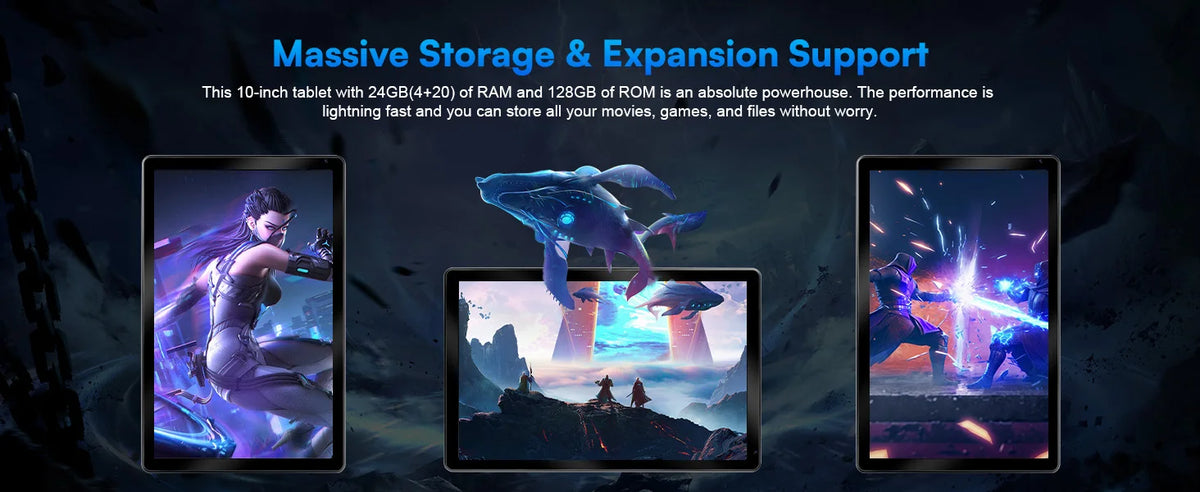 BUFO Tablet,10" Android 15 Tablet with Octa-core Processor 24GB RAM 128GB ROM HD IPS Touchscreen 8H Battery, Wi-Fi 6, BT 5.0, Dual Camera, Android Tablets with Keyboard Mouse Stylus Case Headphone