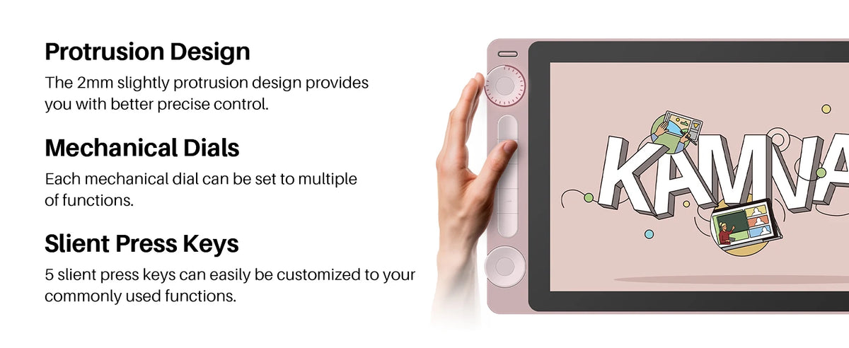 Huion Kamvas 13 (Gen 3) Graphics Tablet with Screen Pentech 4.0 16K Levels Pressure Pen Display Dual Dials 5 Press Keys