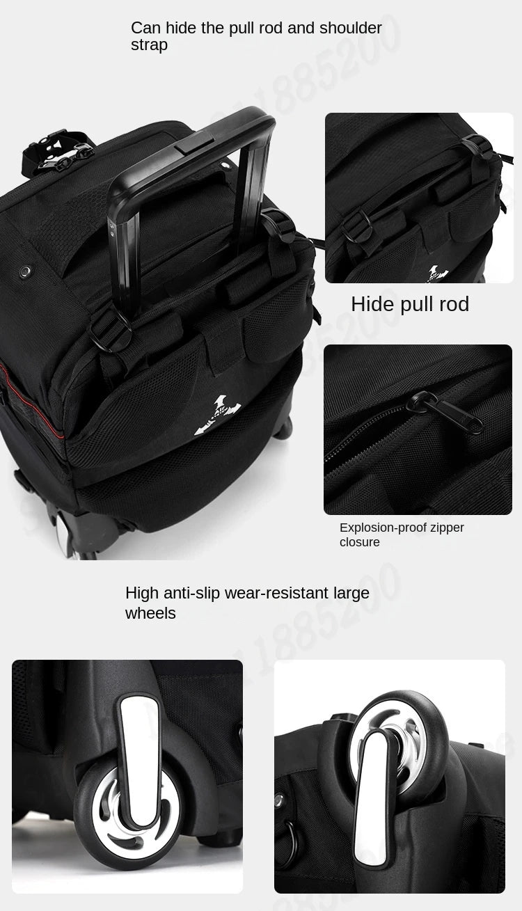 Multifunctional Rolling Camera Bag Double-shoulder Camera Bag Rolling Carry-on Suitcase Waterproof Video Camera Luggage