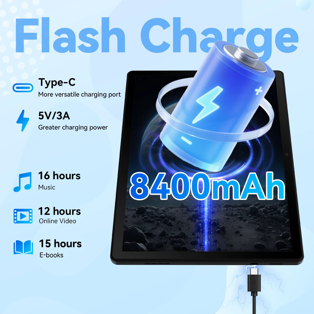 BUFO US Warehouse G9 11.45 Inch 2000*1200 HD Tablet PC Android 16 Widevine L1 for Prime Video Disney+ HBO 30GB(6GB+24GB Virtual) LPDDR5 UFS 128GB A733 Octa‑Core CPU 9660mAh Big Battery WiFi6 BT5.3 Gaming Tablet