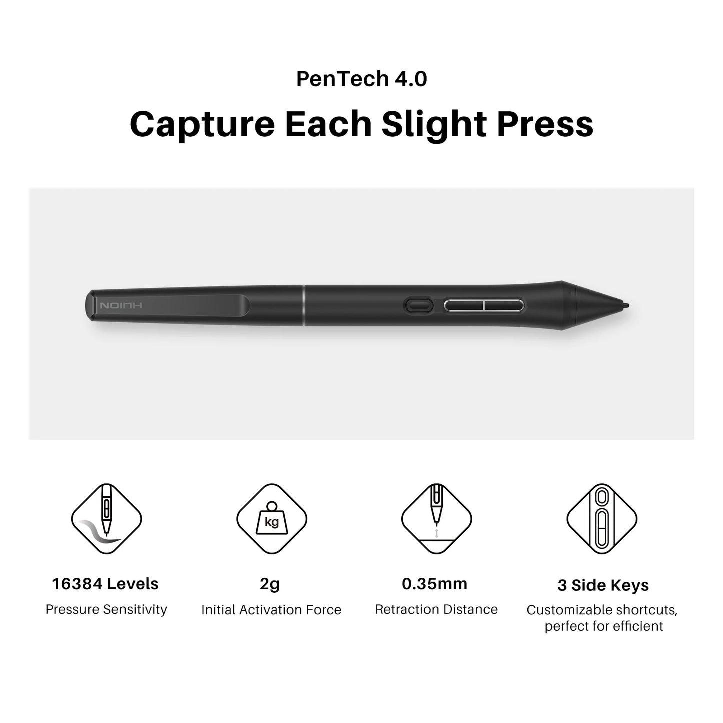 Huion Kamvas 13 (Gen 3) Graphics Tablet with Screen Pentech 4.0 16K Levels Pressure Pen Display Dual Dials 5 Press Keys