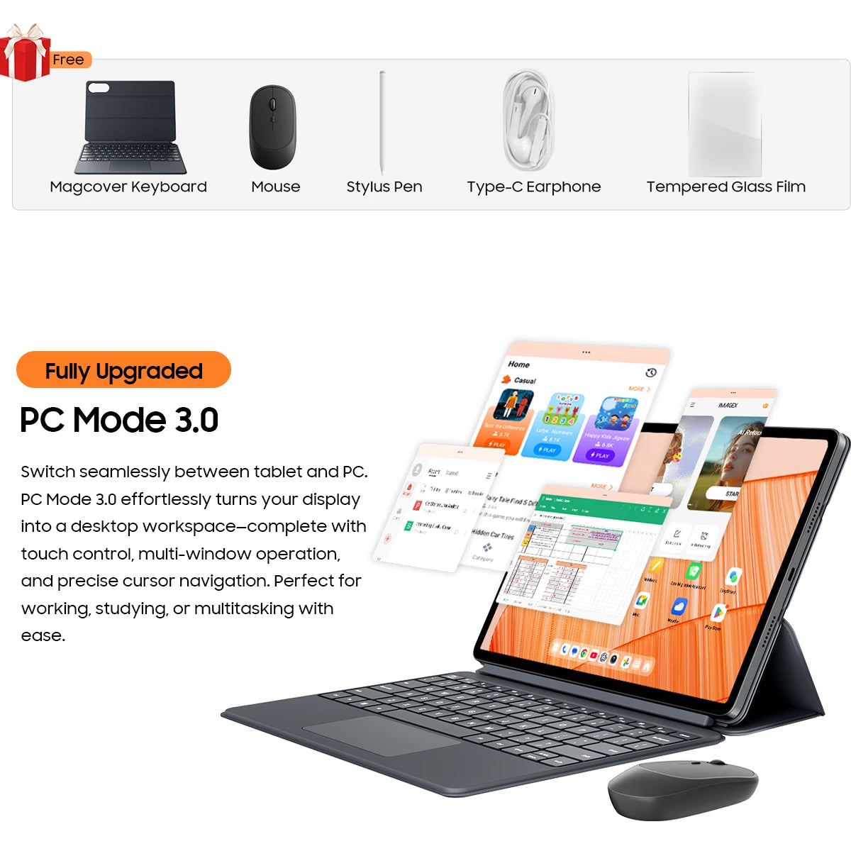 Blackview MEGA 12 Tablet Android 16 5G 12.2" 2.4K 120Hz Display Dimensity 7200 CPU IP69K Waterproof 50MP Cameras 10000mAh Pad PC