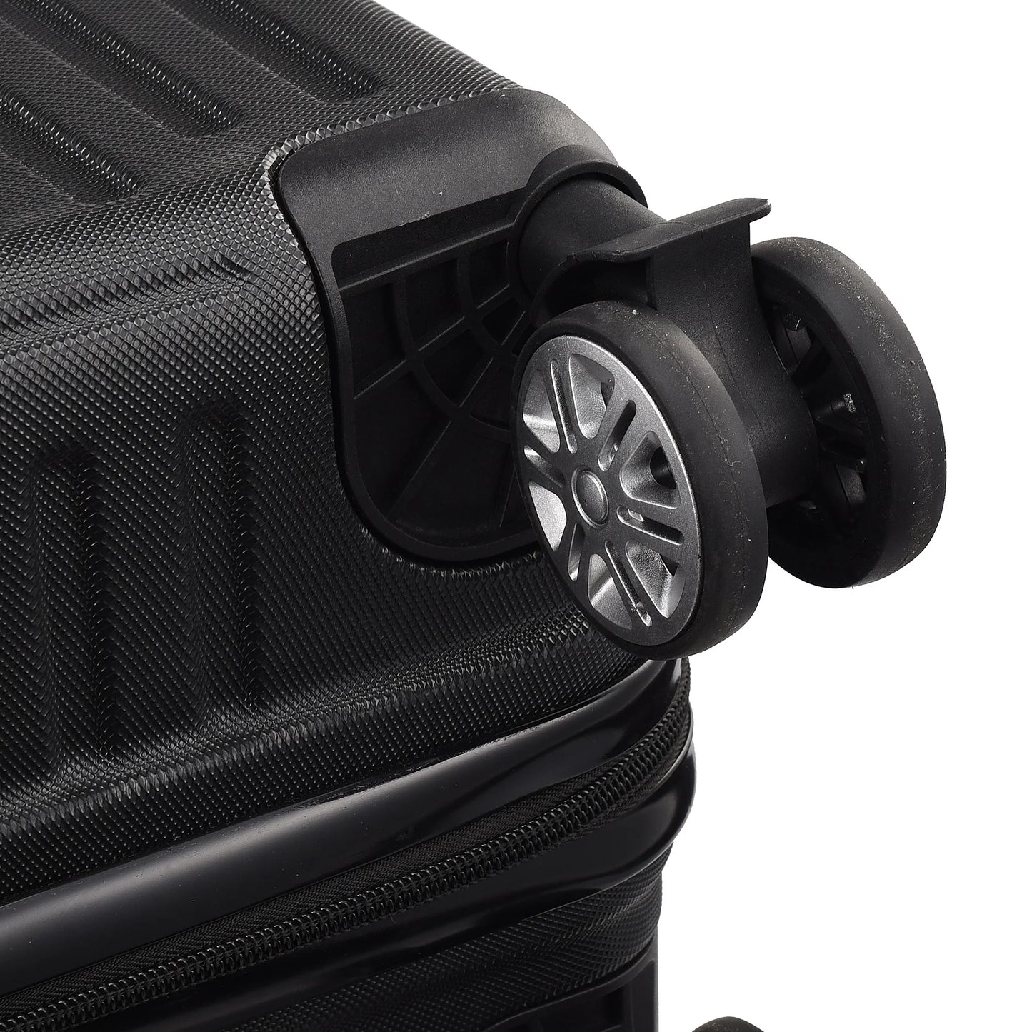 Rosahqnda 3-Piece TSA Lock ABS Black suitcase Hardshell Trolley Case M/L/XL Set