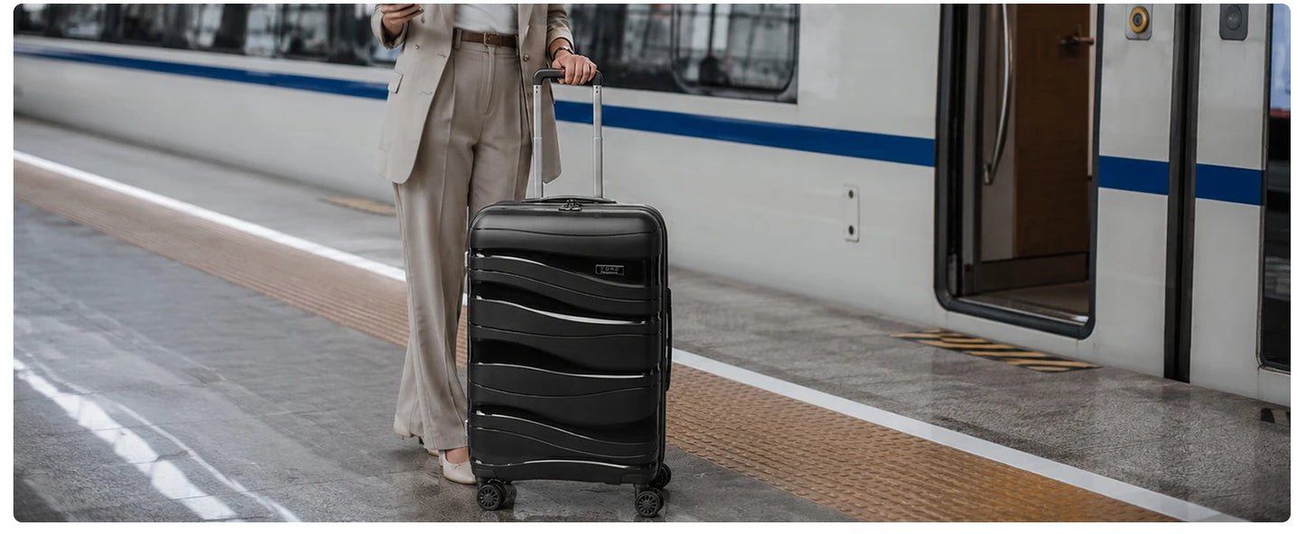 KONO Suitcase Lightweight Hard Case Trolley suitcase with TSA Lock Polypropylene (M/L/XL) (2/3/4 Pcs set)