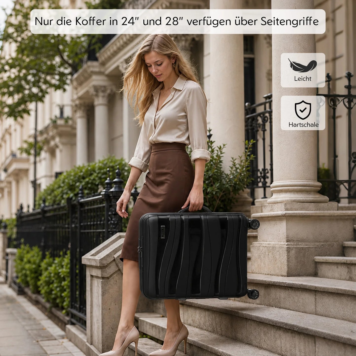 KONO Suitcase Lightweight Hard Case Trolley suitcase with TSA Lock Polypropylene (M/L/XL) (2/3/4 Pcs set)