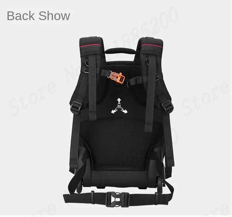 Multifunctional Rolling Camera Bag Double-shoulder Camera Bag Rolling Carry-on Suitcase Waterproof Video Camera Luggage