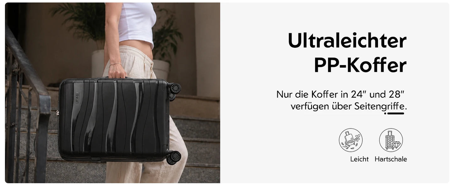 KONO Suitcase Lightweight Hard Case Trolley suitcase with TSA Lock Polypropylene (M/L/XL) (2/3/4 Pcs set)