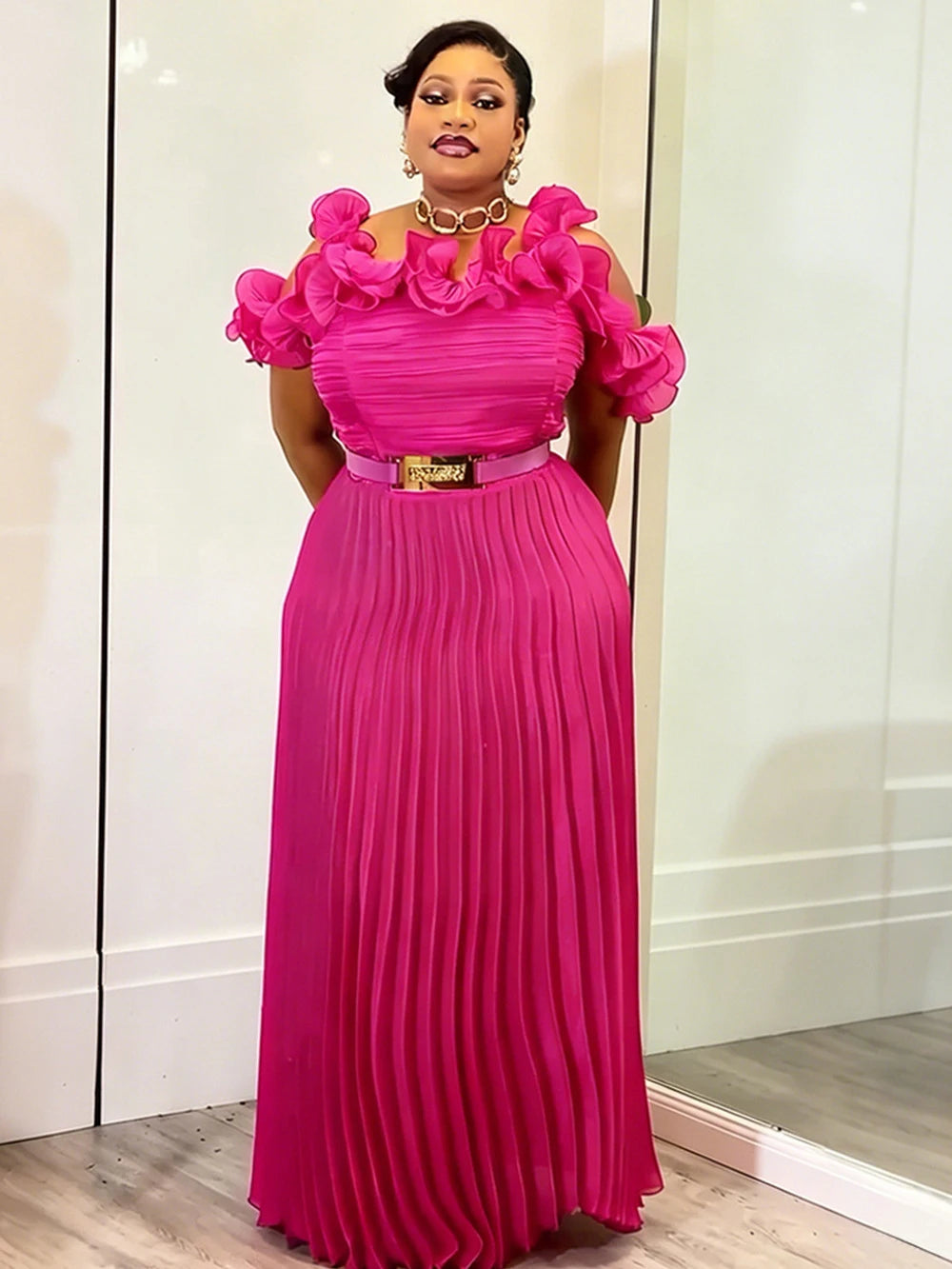 Elegant Women Evening Dress Off Shoulder Pleated Maxi Robe Luxury Sequins Party Gowns Dubai Turkey Abayas Caftan Marocaine Femme