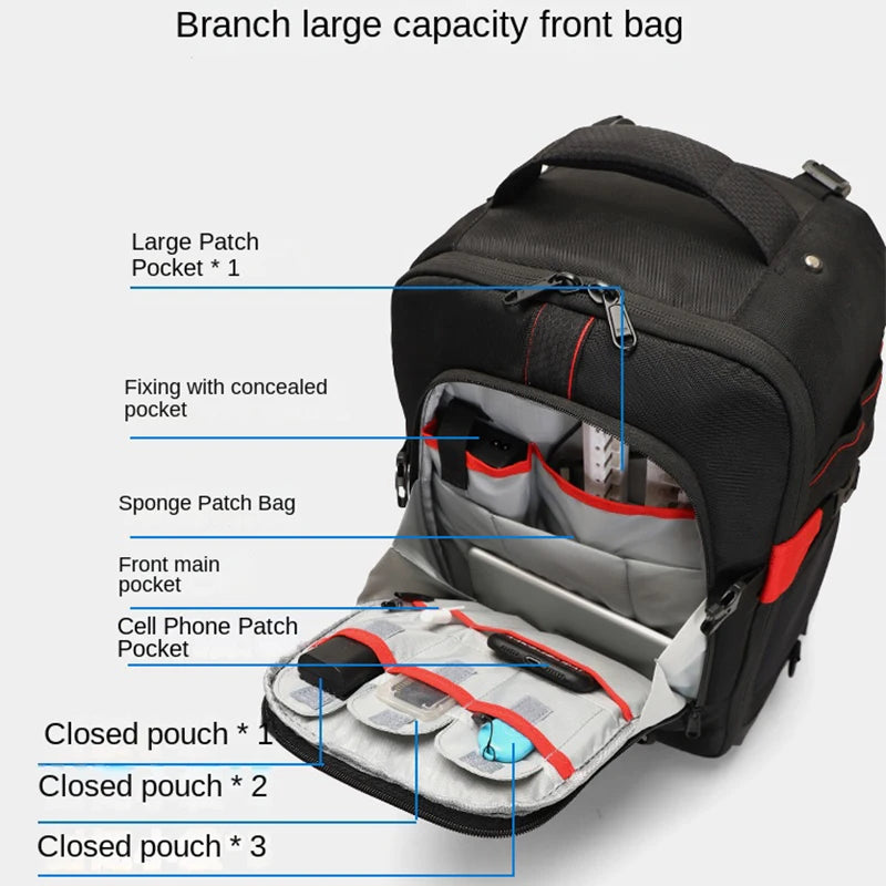 Multifunctional Rolling Camera Bag Double-shoulder Camera Bag Rolling Carry-on Suitcase Waterproof Video Camera Luggage