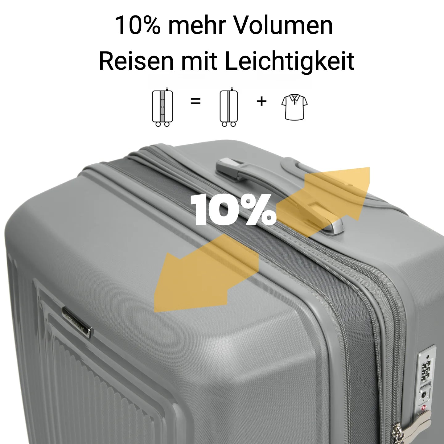 SUPER SOLU Hardshell Trolley Hand Luggage Suitcase PP Polypropylene, Expandable Hardshell Suitcase, Light Gray, 4 Double Wheels, Lightweight & Durable, TSA Combination Lock – Shipped from Germany