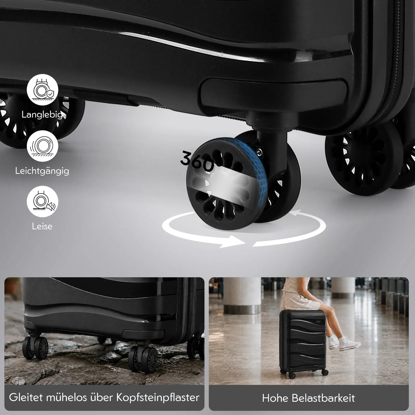 KONO Suitcase Lightweight Hard Case Trolley suitcase with TSA Lock Polypropylene (M/L/XL) (2/3/4 Pcs set)