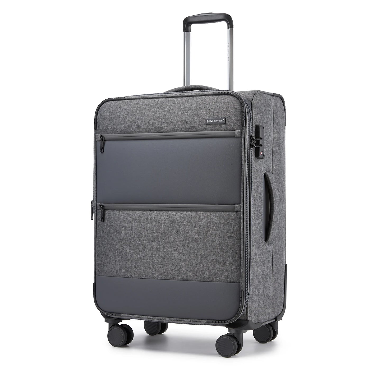 British Traveller Expandable Case, Ultra Light fabric, fabric suitcase with Volume Extension, TSA Lock (S/M/L)