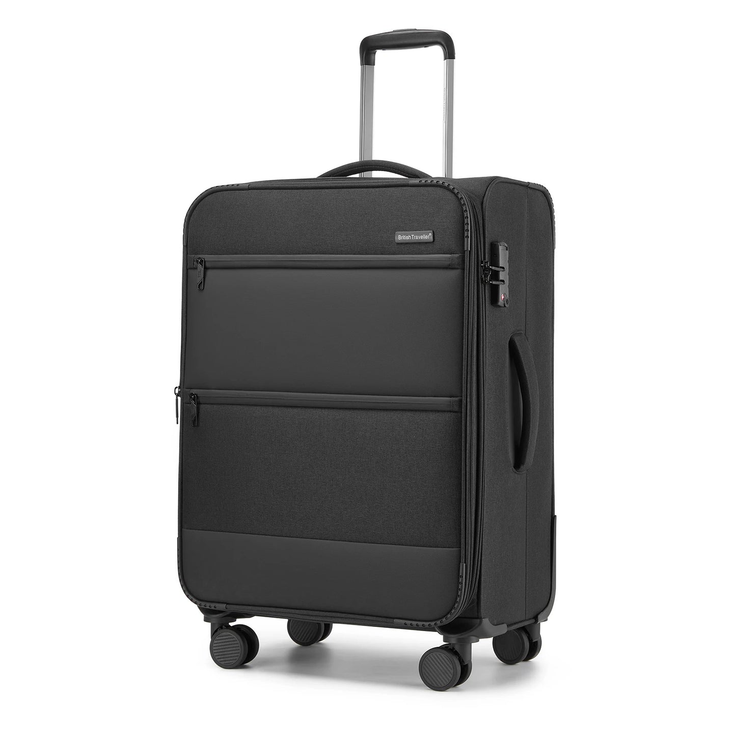 British Traveller Expandable Case, Ultra Light fabric, fabric suitcase with Volume Extension, TSA Lock (S/M/L)