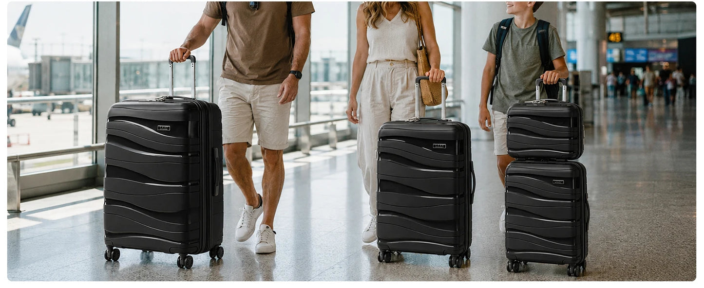 KONO Suitcase Lightweight Hard Case Trolley suitcase with TSA Lock Polypropylene (M/L/XL) (2/3/4 Pcs set)
