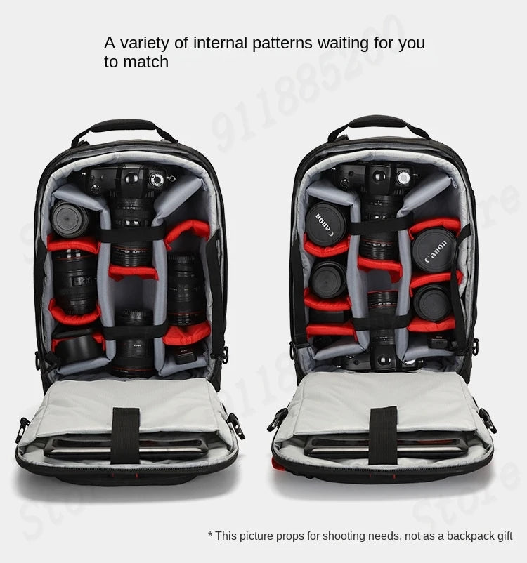 Multifunctional Rolling Camera Bag Double-shoulder Camera Bag Rolling Carry-on Suitcase Waterproof Video Camera Luggage