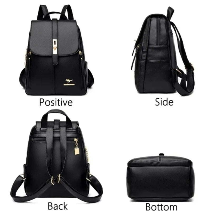 mochila De Costas Couro Social Feminina Elegante Reforçada Top canguru