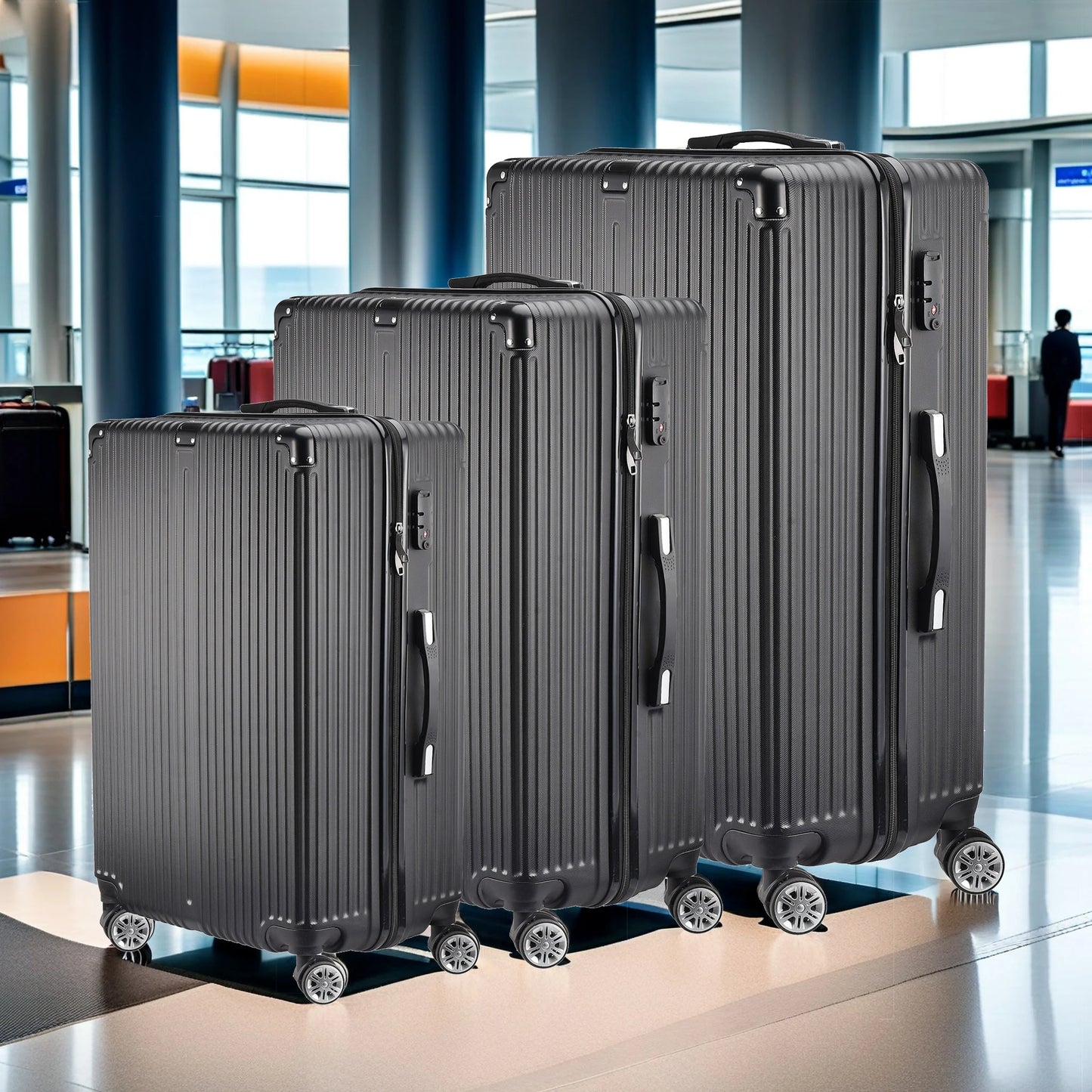 Hand luggage Suitcase Trolleys Set 3 suitcase Hard Case Cabin Size Suitcase Carry On Luggage Cabin Case with 4 Wheels