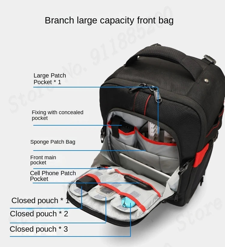 Multifunctional Rolling Camera Bag Double-shoulder Camera Bag Rolling Carry-on Suitcase Waterproof Video Camera Luggage