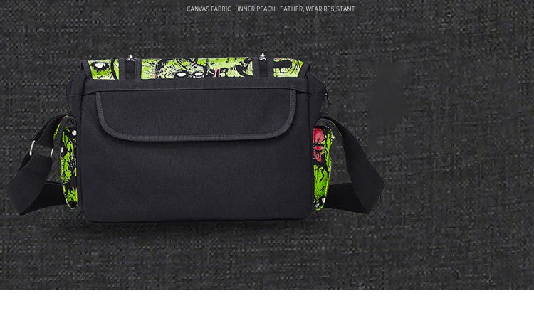 JIEROTYX Outdoors Travelling Bag Human Skeleton Head Noctilucent Women Canvas Single Shoulder Bag Women Package Oblique Satchel