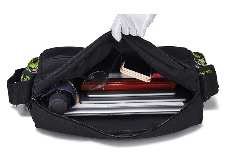 JIEROTYX Outdoors Travelling Bag Human Skeleton Head Noctilucent Women Canvas Single Shoulder Bag Women Package Oblique Satchel