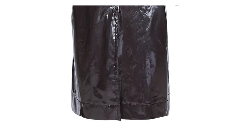 Nerazzurri Long Waterproof Black Patent Leather Trench Coat for Women 2020 Double Breasted Iridescent Oversized Leather Coat 7XL