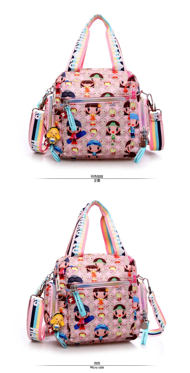 Mother bag New+Harajuku Doll key chain waterproof nylon handbag ladies bag one shoulder cartoon cross-body bags Handbags