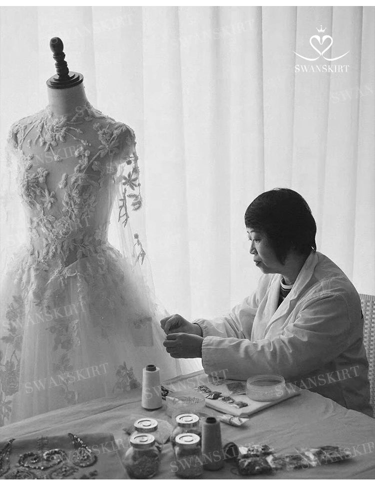 SwanSarah Luxury Sleeveless Wedding Dress 2027 Appliques Sweetheart Lace A-Line Princess Bride Gown M557 Custom Vestido De Novia
