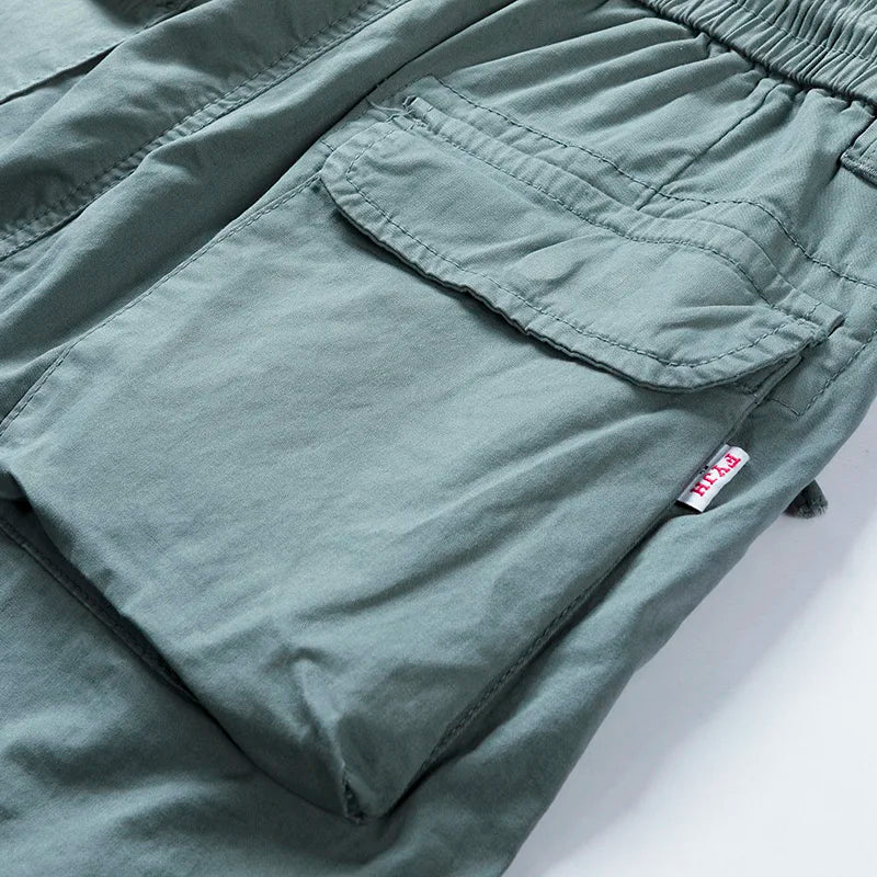 Men Summer New Premium Stretch Tactical Cotton Cargo Shorts Men Streetwear Pockets Shorts men Casual Fashion Loose Beach Shorts