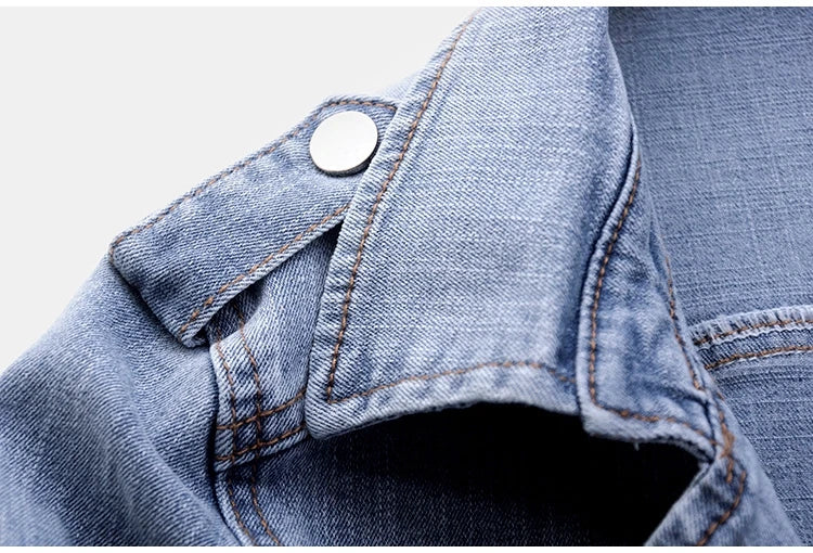 Short Zipper Stretch Denim Jacket Women Slim Vintage Spring Autumn Lady Long-sleeved Motorcycle Coat Casual Female Jean Outwear