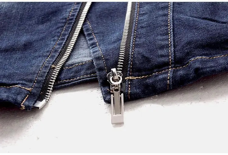 Short Zipper Stretch Denim Jacket Women Slim Vintage Spring Autumn Lady Long-sleeved Motorcycle Coat Casual Female Jean Outwear