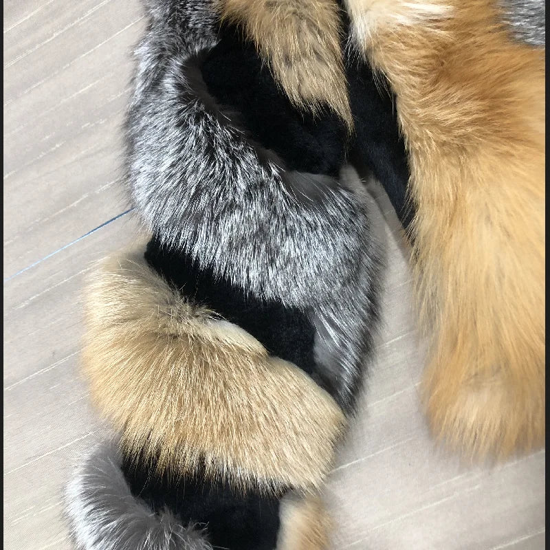 Women's Real Fox Fur Jacket, Warm and Fashionable in Winter