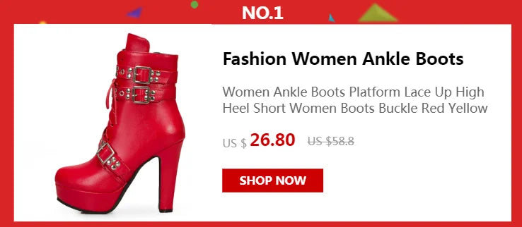 Women's White Ankle Boots Platform Shoes Fashion Buckle High Heels Yellow Black Autumn Winter Short Boot Ladies Large Size 50