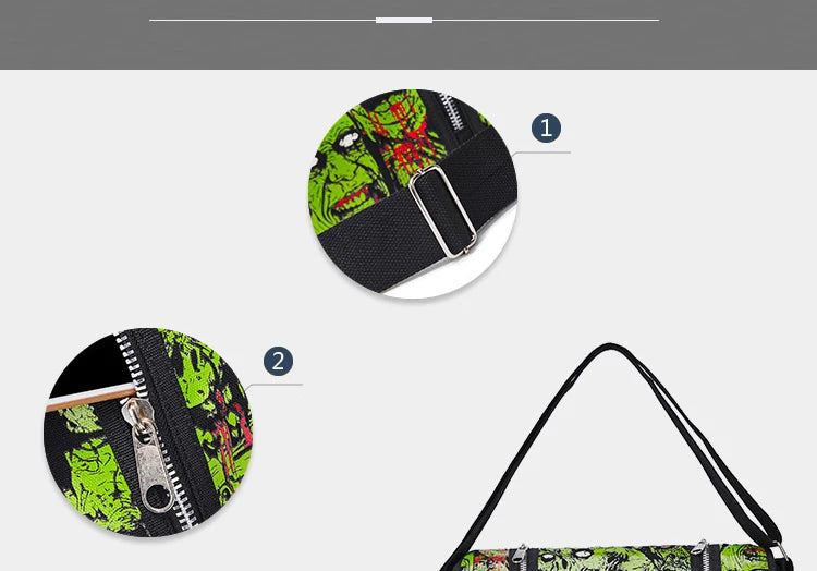 JIEROTYX Outdoors Travelling Bag Human Skeleton Head Noctilucent Women Canvas Single Shoulder Bag Women Package Oblique Satchel