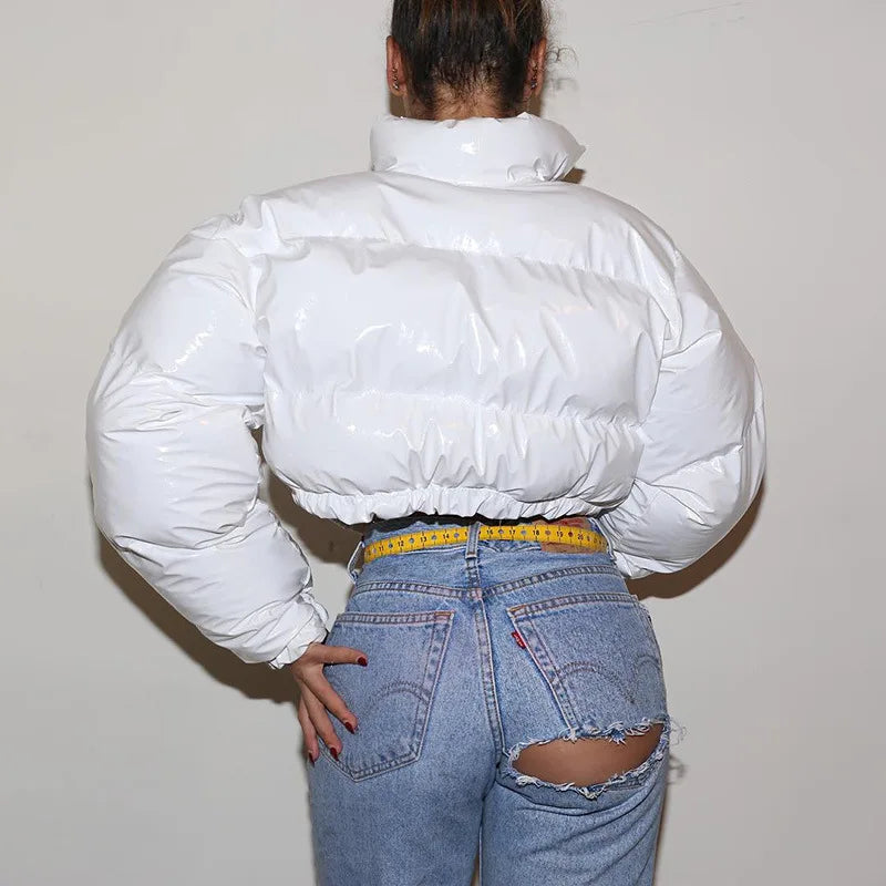 Winter Down Jacket Women 2025 White Color Cropped Puffer Jacket Parka Outwear Thick Bubble Coat Fashion Streetwear Plus Size