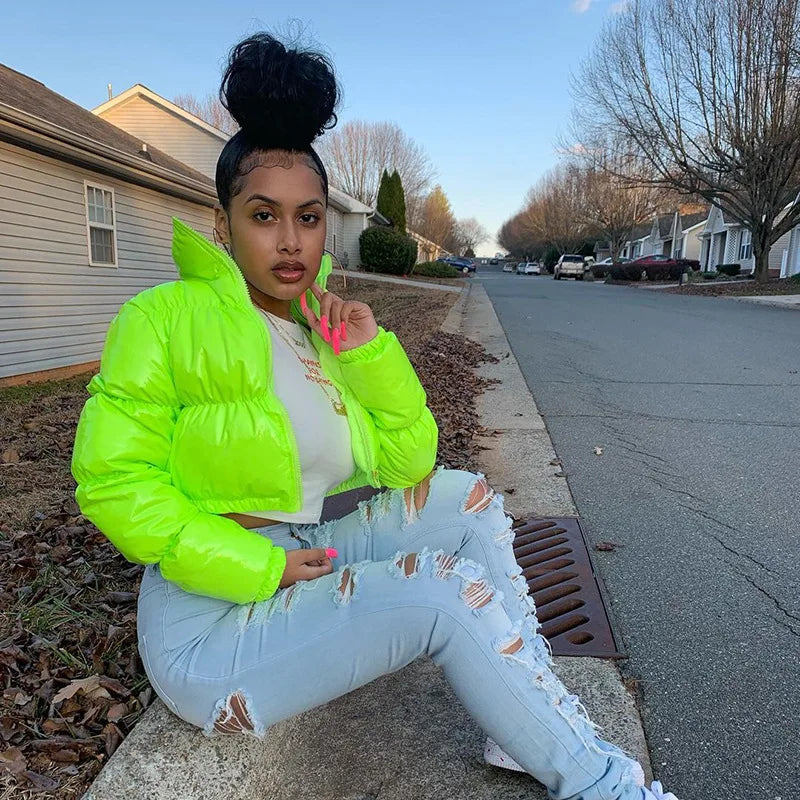 Winter Down Jacket Women 2025 White Color Cropped Puffer Jacket Parka Outwear Thick Bubble Coat Fashion Streetwear Plus Size