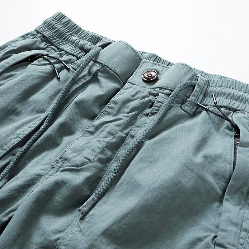 Men Summer New Premium Stretch Tactical Cotton Cargo Shorts Men Streetwear Pockets Shorts men Casual Fashion Loose Beach Shorts