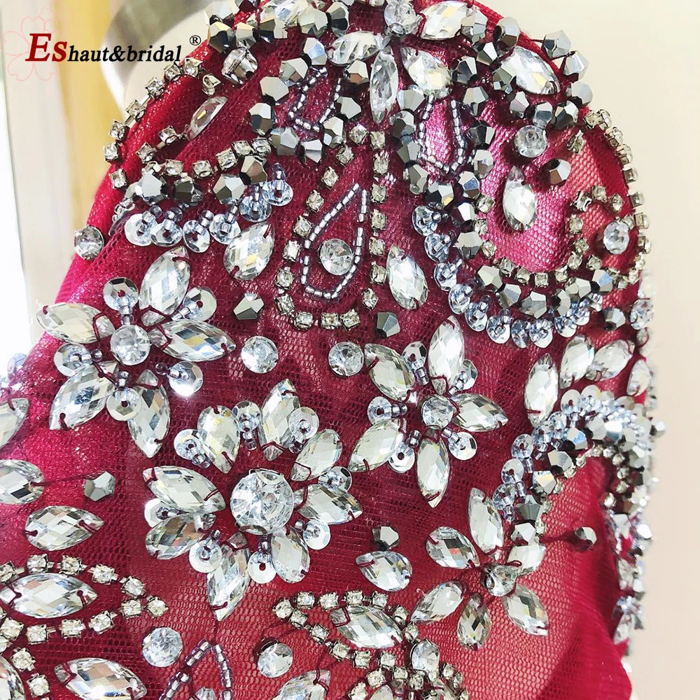 Elegant Muslim Wedding Evening Dress for Women 2026 Crystal High Neck Long Sleeves Mermaid Formal Prom Party Gowns Customized
