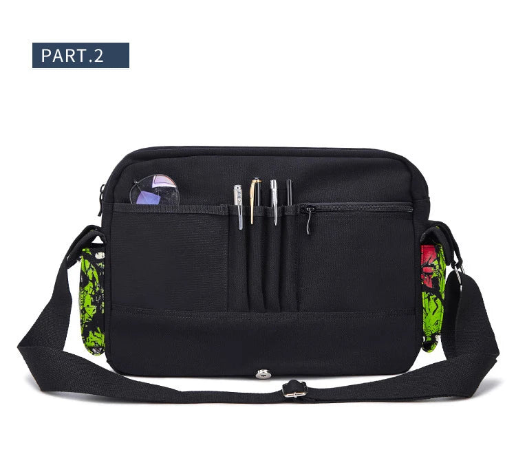 JIEROTYX Outdoors Travelling Bag Human Skeleton Head Noctilucent Women Canvas Single Shoulder Bag Women Package Oblique Satchel