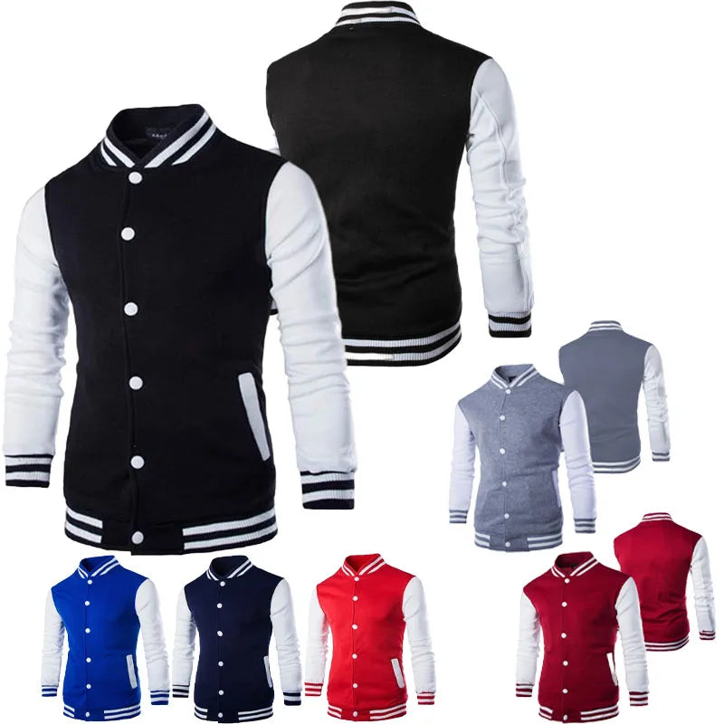 Hoodies Men Baseball Jacket Men Fashion Design Wine Red Mens Slim Fit College Varsity Jacket Men Harajuku Boy Sweatshirt