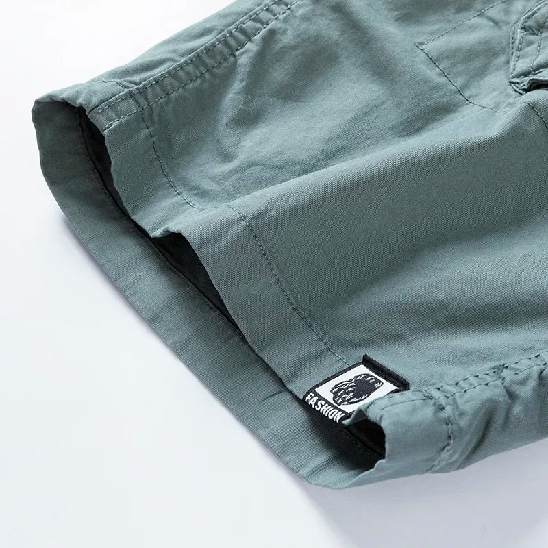Men Summer New Premium Stretch Tactical Cotton Cargo Shorts Men Streetwear Pockets Shorts men Casual Fashion Loose Beach Shorts