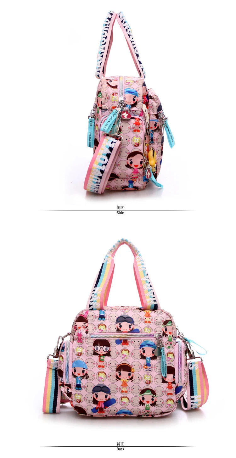 Mother bag New+Harajuku Doll key chain waterproof nylon handbag ladies bag one shoulder cartoon cross-body bags Handbags