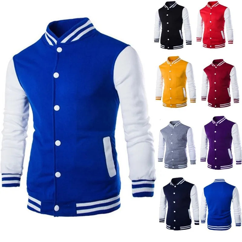 Hoodies Men Baseball Jacket Men Fashion Design Wine Red Mens Slim Fit College Varsity Jacket Men Harajuku Boy Sweatshirt