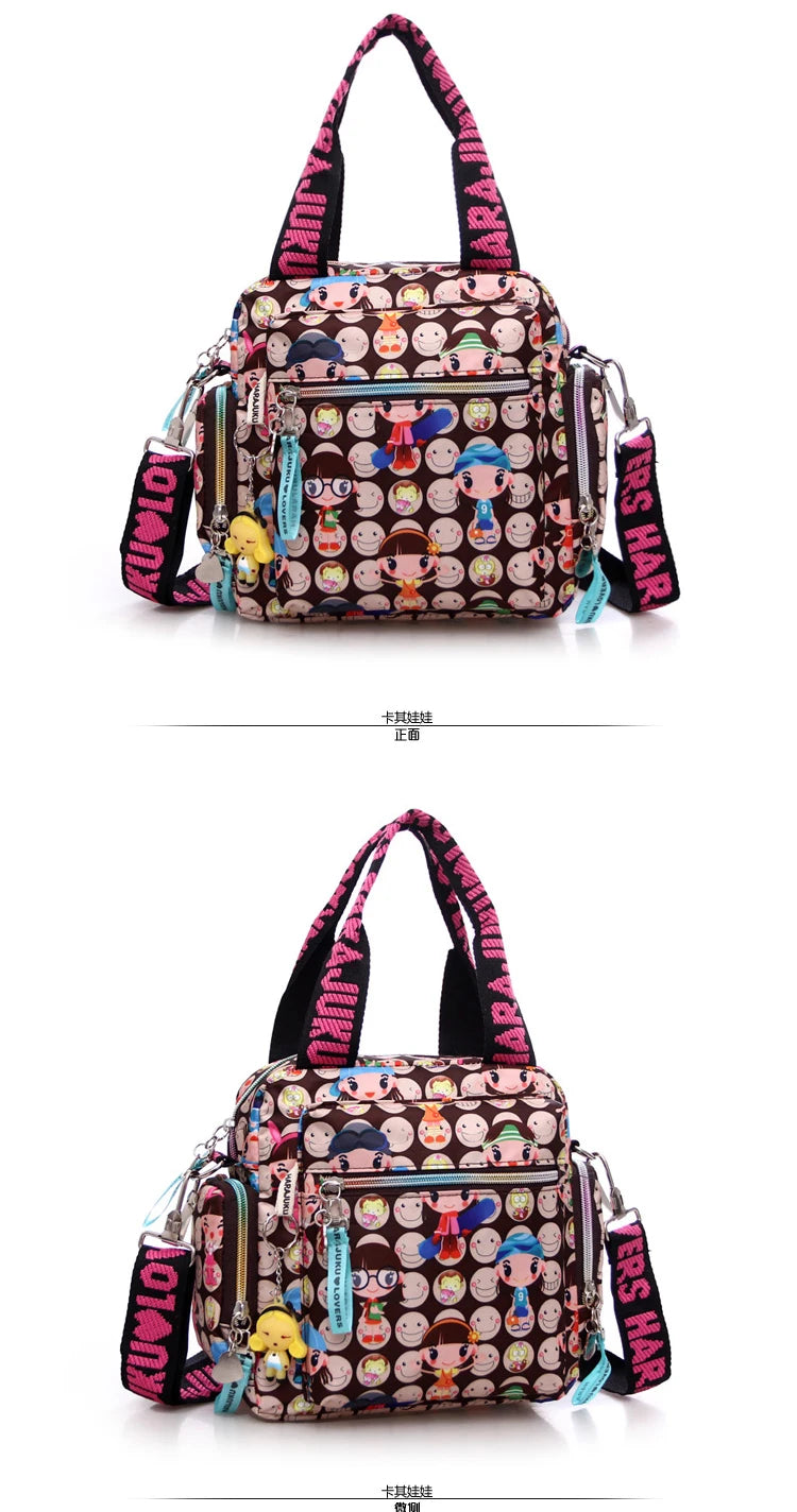 Mother bag New+Harajuku Doll key chain waterproof nylon handbag ladies bag one shoulder cartoon cross-body bags Handbags