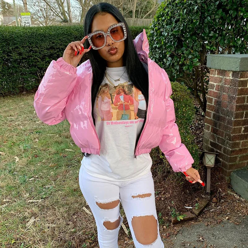 Winter Down Jacket Women 2025 White Color Cropped Puffer Jacket Parka Outwear Thick Bubble Coat Fashion Streetwear Plus Size